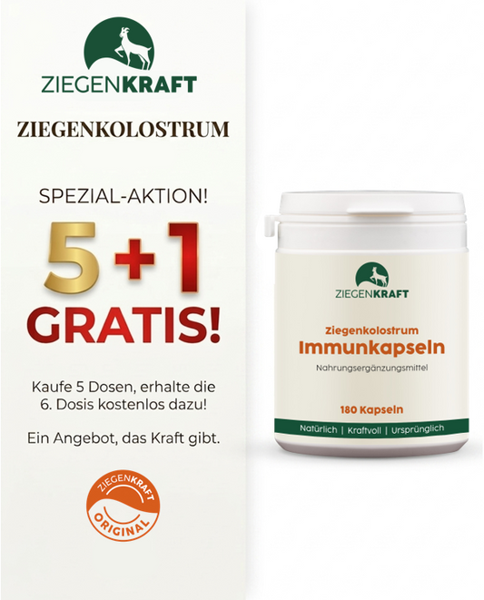 Ziegenkolostrum-Immunkapseln 180 Kapseln 6er Vorteilspaket (5+1 gratis)