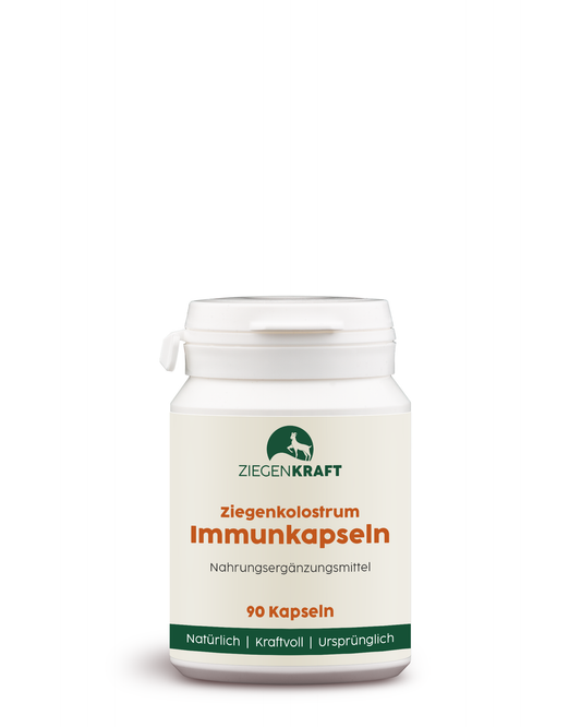 ZIEGENKRAFT Immunkapseln 90 Kapseln – weiße Kunststoffdose mit Ziegenkolostrum-Kapseln.
